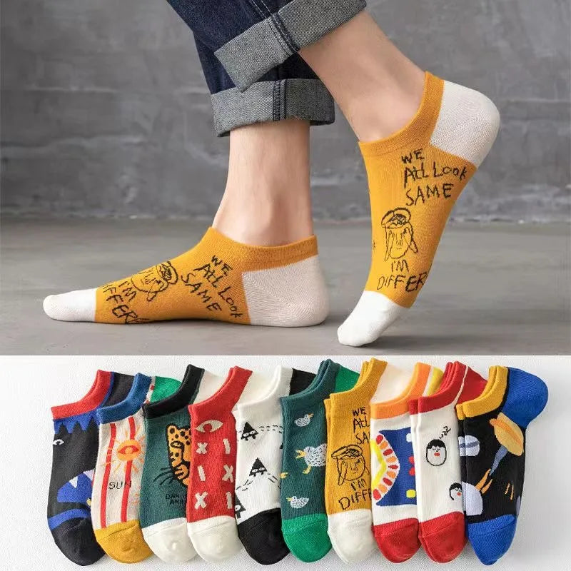 Ankle Socks 10er-Pack – Bunte Cartoon-Motive, Unisex