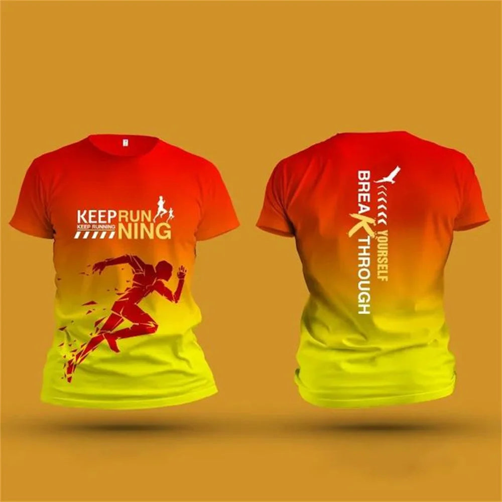 Herren 3D-Print Lauf-T-Shirt – Atmungsaktives Schnelltrocknend Gym Top