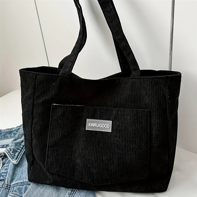 Damen Cord Tote Bag – Großes Fassungsvermögen, Casual Fashion Handtasche