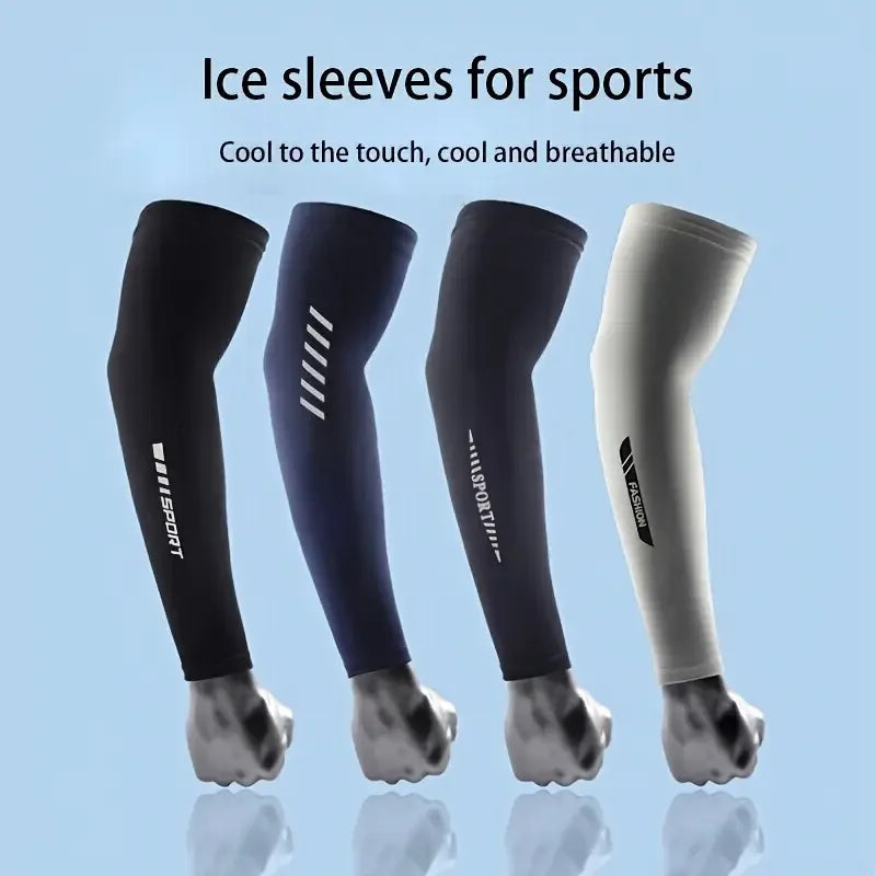 Herren Kühlärmlinge – Ice Silk, UV-Schutz & Schweißabsorbierend | Radfahren, Laufen & Outdoor (1 Paar)