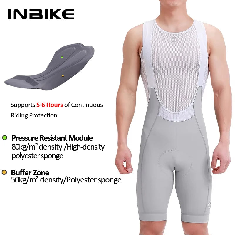 INBIKE 2025 Herren Fahrrad-Trägerhose – High-Waist, atmungsaktiv, mit Seitentaschen