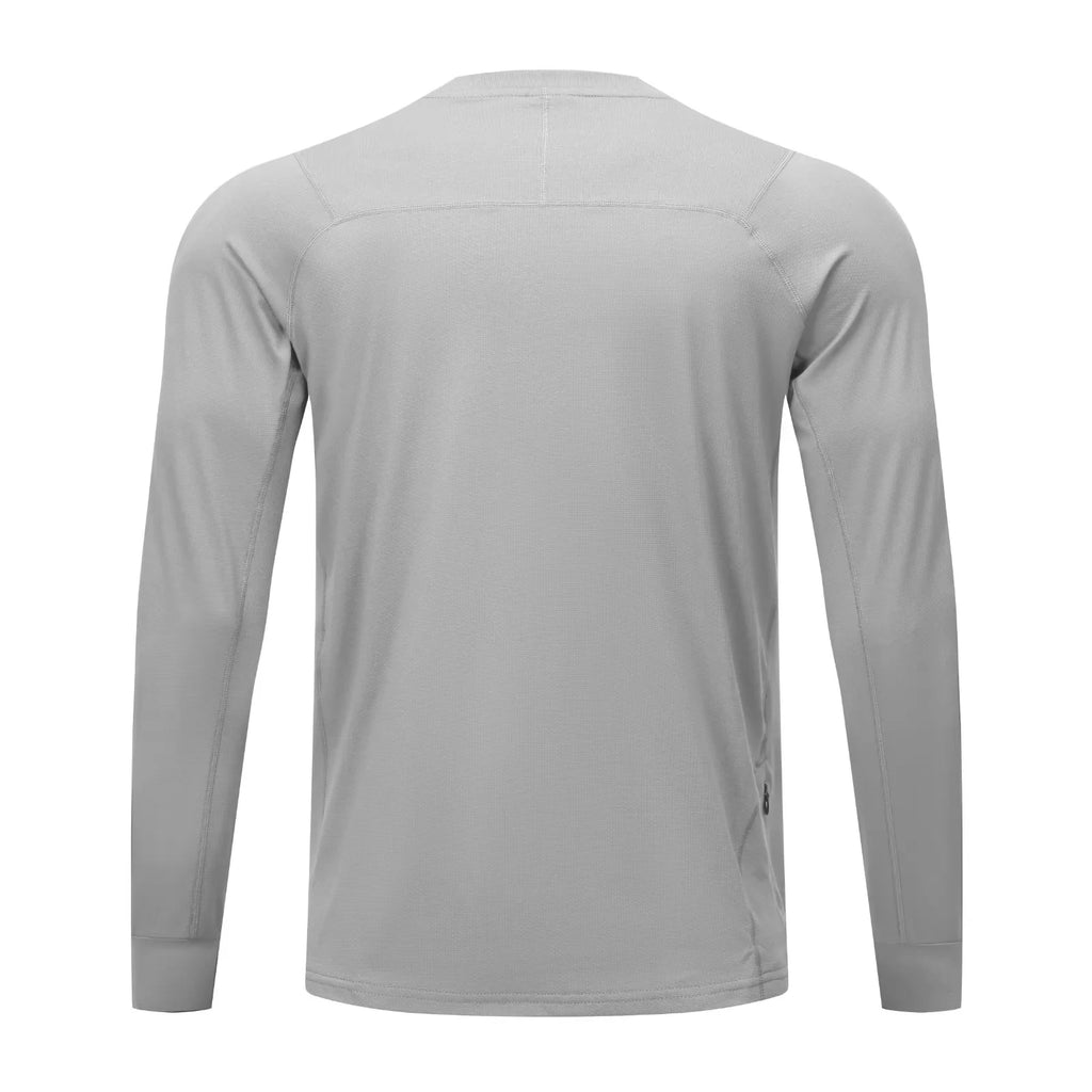 Herren Langarm Laufshirt – Schnelltrocknend, Loose Fit | Daumenloch & Tasche | Marathon, Outdoor | M–3XL (Asian Size)