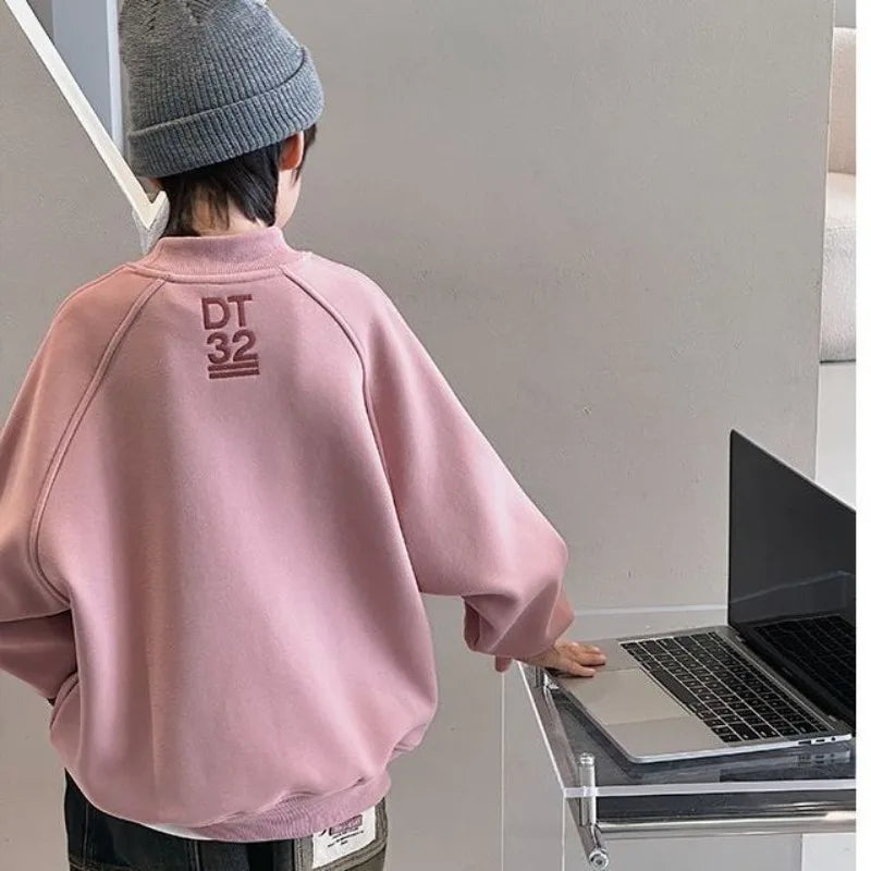 Jungen Fleece-Sweatshirt | Rundhals, Korean Style, Winter, 100–160 cm