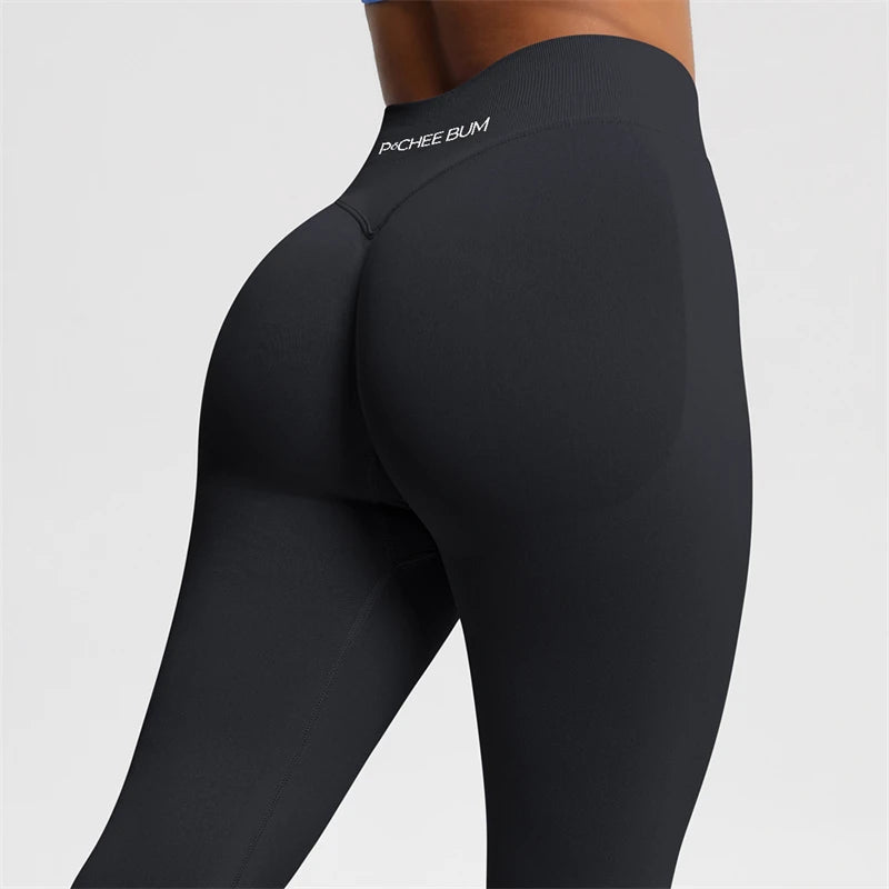 Damen Nahtlose Scrunch Butt Leggings – Low Ribbed Band, Bum Shaping, Yoga & Gym