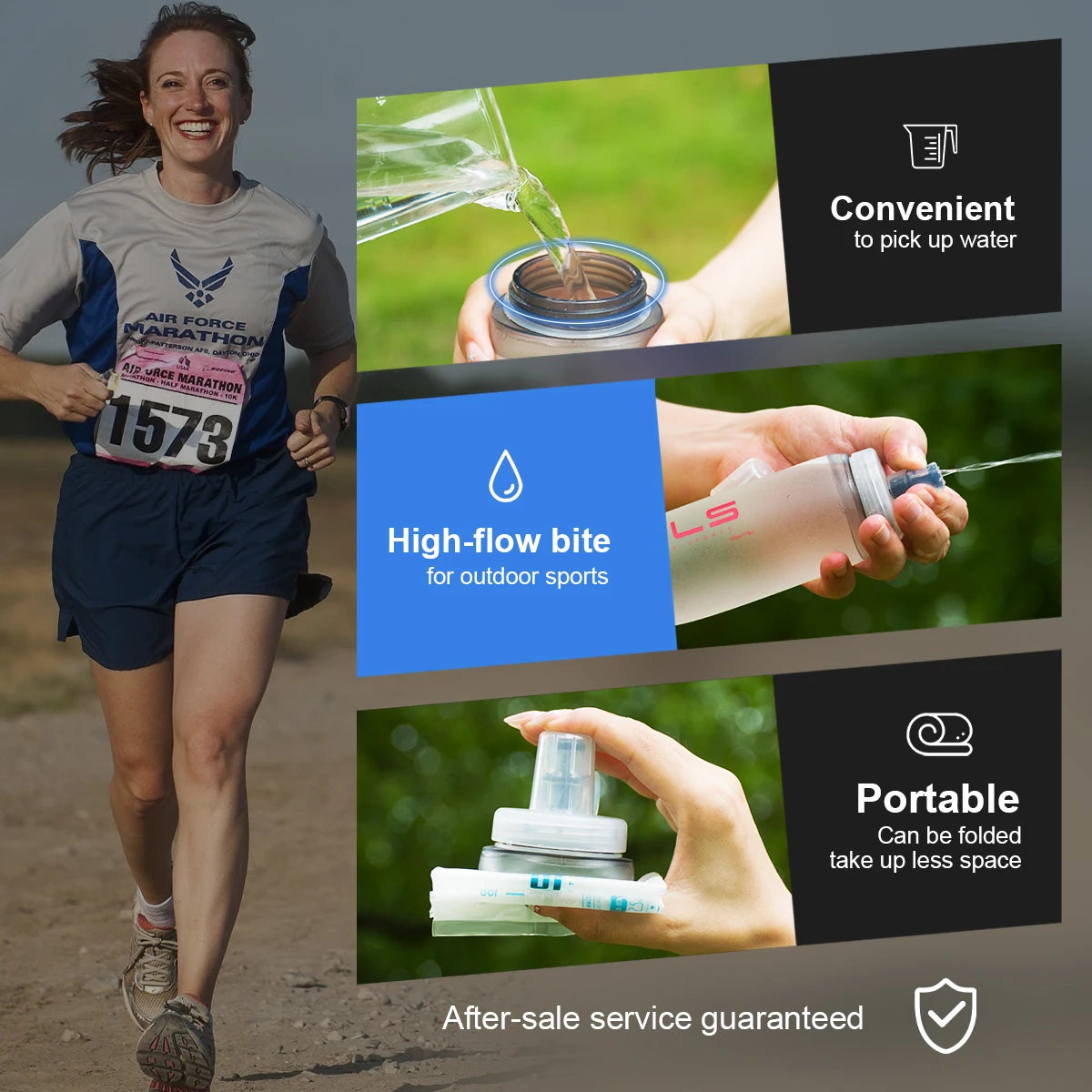 Faltbare Softflasche mit Weithalsmundstück – 300ml / 500ml für Running, Radfahren & Wandern