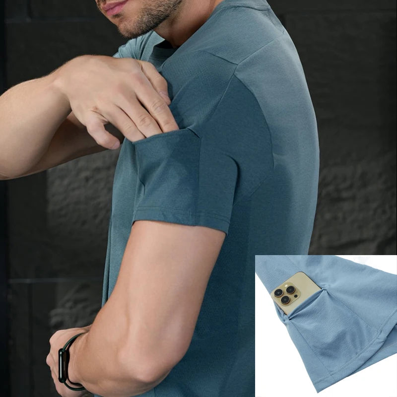 Herren Mesh Sport-T-Shirt – Atmungsaktiv | Gym & Laufen | Mit Taschen