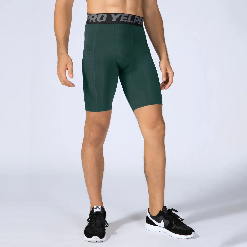 Herren Kompressions-Shorts mit Tasche | Schnelltrocknend für Laufen, Gym & Fitness