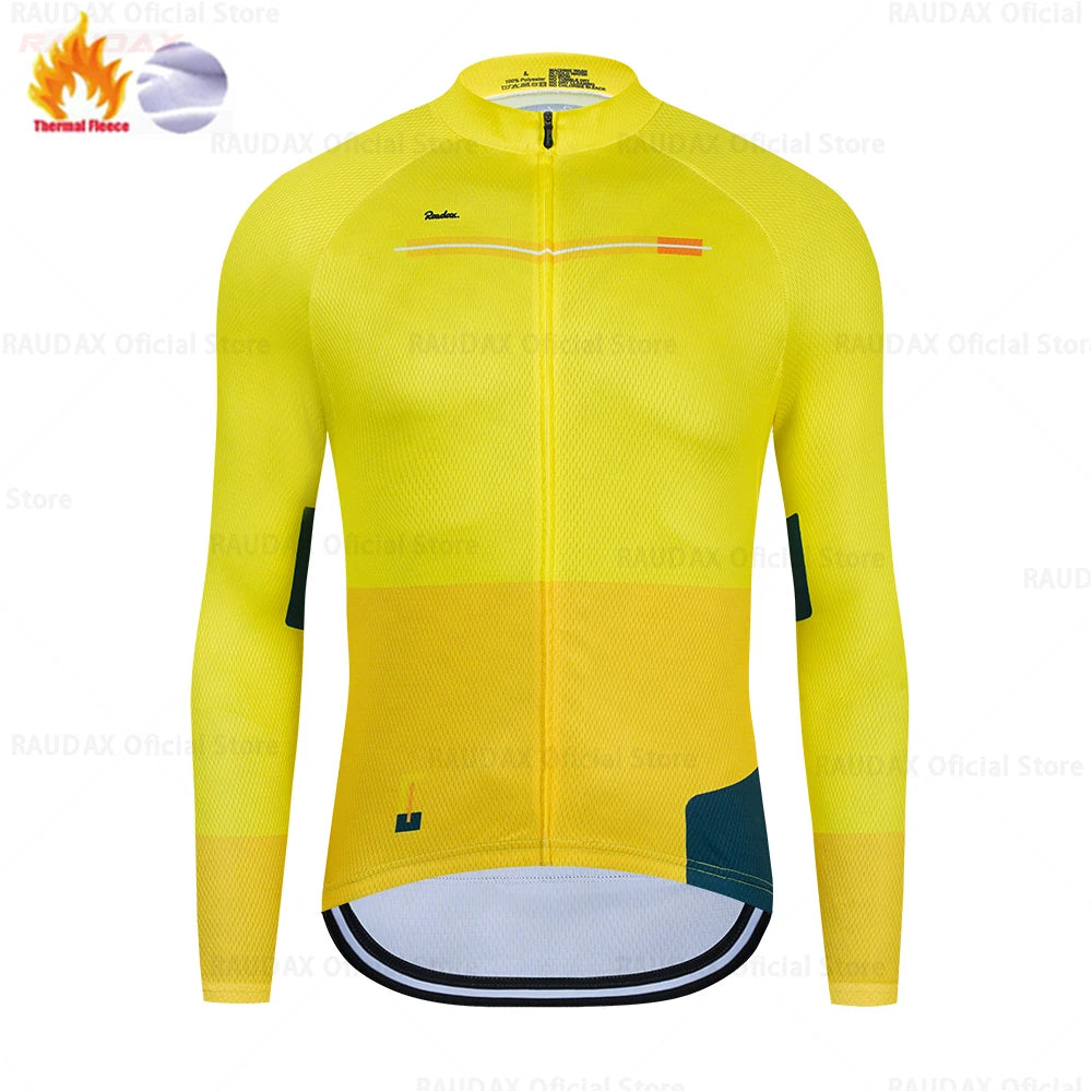 Raudax 2026 Herren Winter-Radtrikot – Thermal Fleece, 12 Farben, MTB & Road