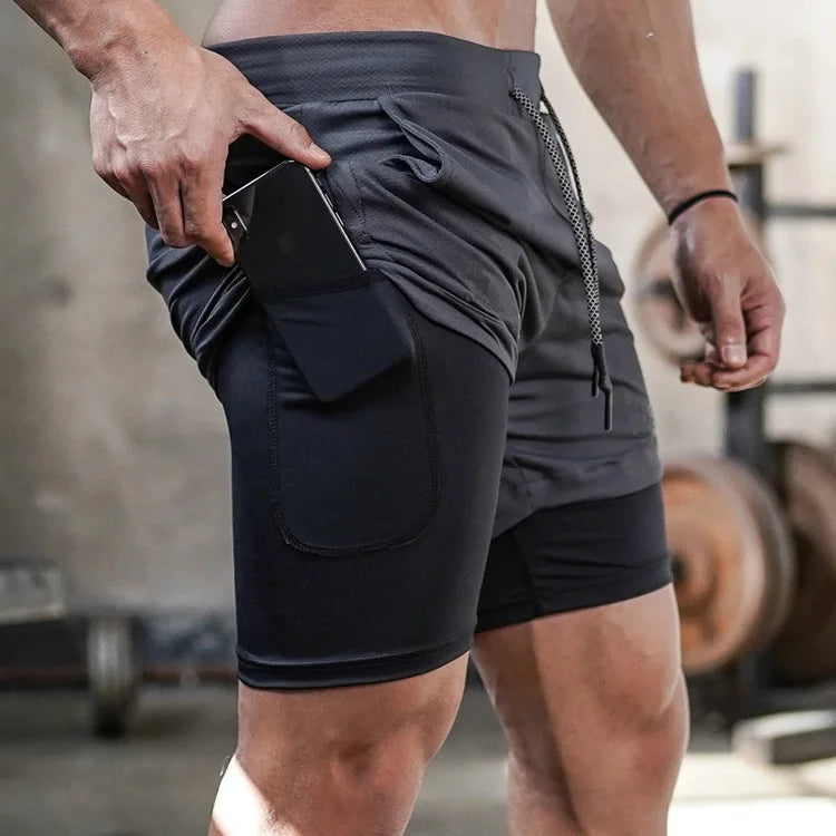 LaufWerk TrailShorts Camo – 2-in-1 Running & Fitness Shorts für Herren