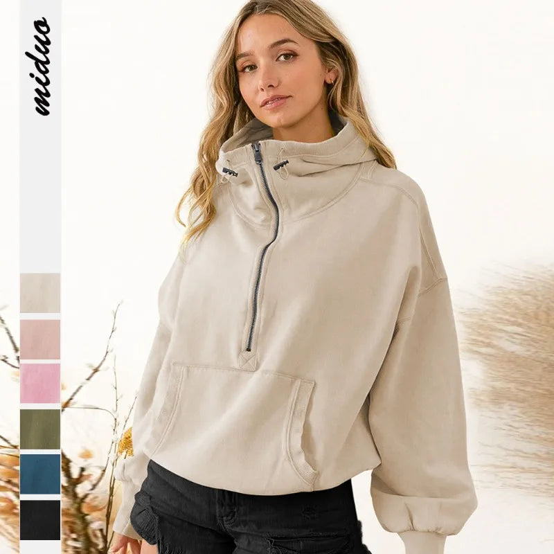 Damen Y2K Zip-Hoodie | Langarm, Loose Fit, Herbst/Winter