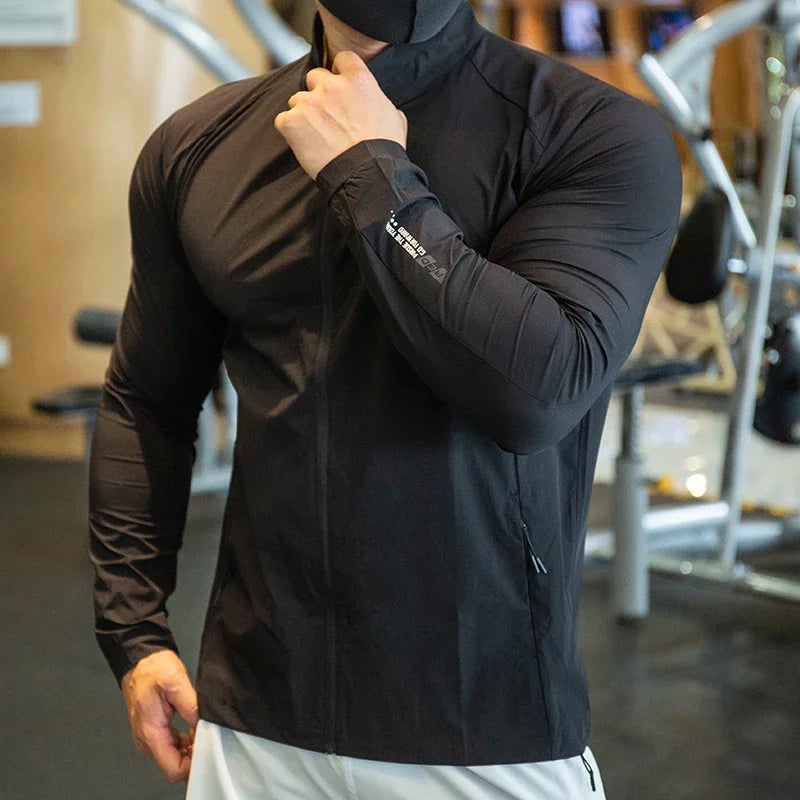 Herren Laufjacke – Elastisch, atmungsaktiv & schnelltrocknend | Kompressions-Oberteil für Gym, Laufen & Radfahren | XS–3XL