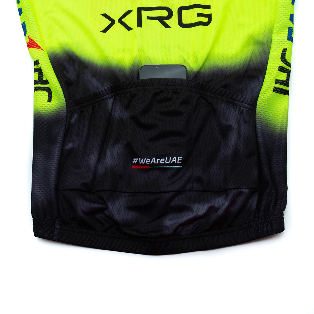 Radtrikot Set UAE Team 2025 – Fluorgelb | Kurzarm Fahrradtrikot & Radhose mit Gel-Polster | MTB & Rennrad | Gr. S–3XL