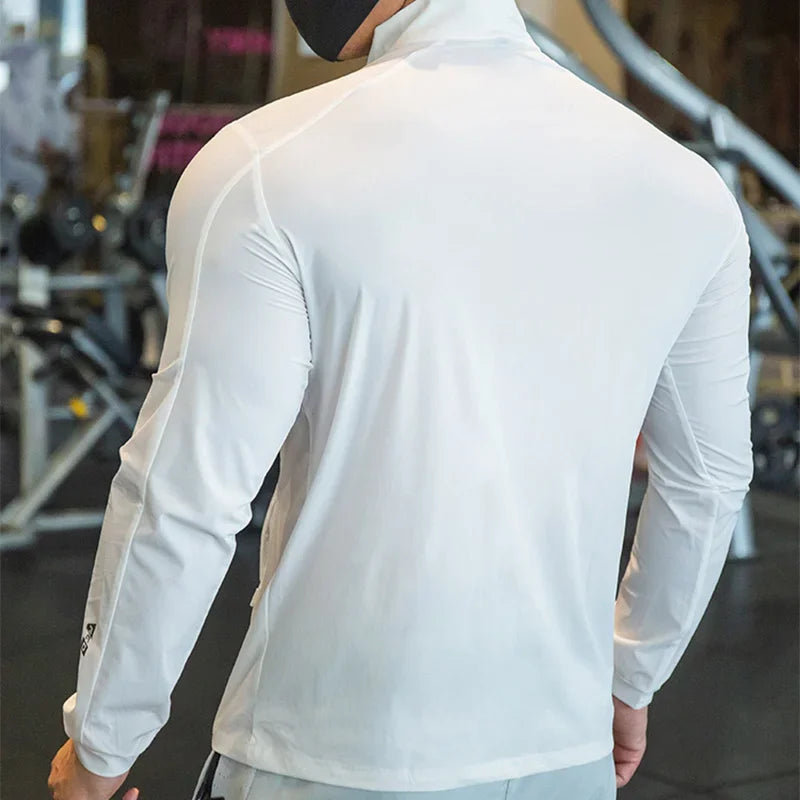 Herren Laufjacke – Elastisch, atmungsaktiv & schnelltrocknend | Kompressions-Oberteil für Gym, Laufen & Radfahren | XS–3XL