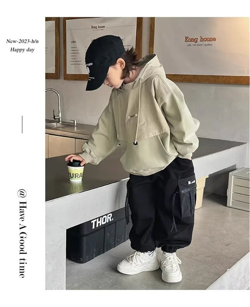 Jungen Kapuzen-Sweatshirt | Locker, Casual, Langarm, Herbst/Frühling, 5–14 Jahre