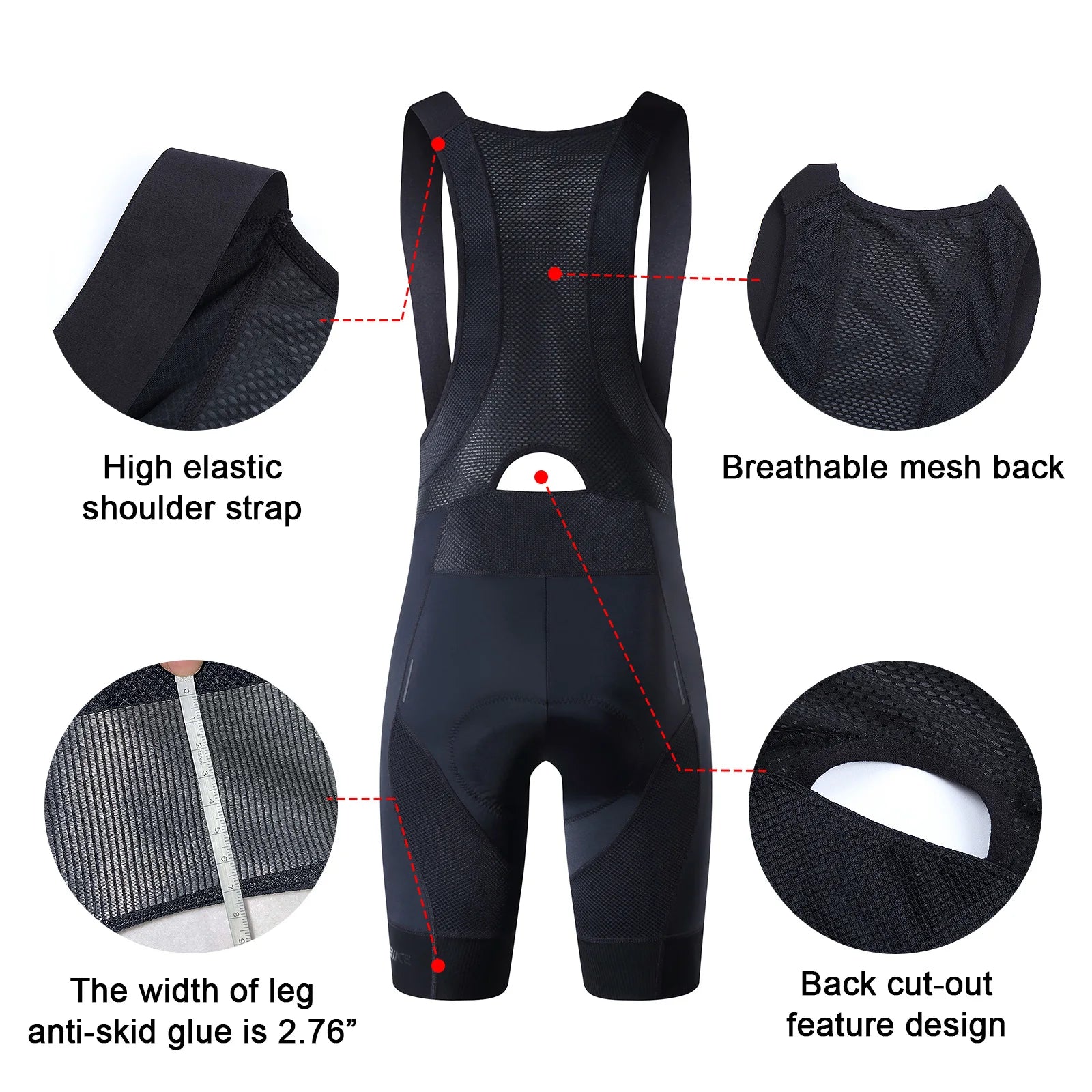 YKYWBIKE Herren Bib Shorts – Gepolsterte Radhose für MTB & Rennrad