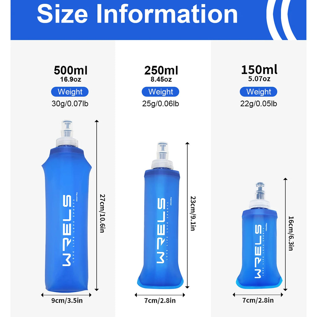 Faltbare Silikon-Trinkflasche – 150ml / 250ml / 500ml für Running, Wandern & Camping
