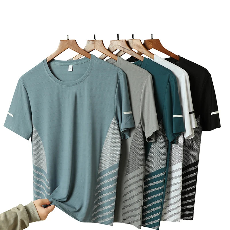 Herren Lauf-T-Shirt – Ice Silk, Kurzarm, Reflektierend | Schnelltrocknend, Atmungsaktiv, Fitness & Sport | M–5XL