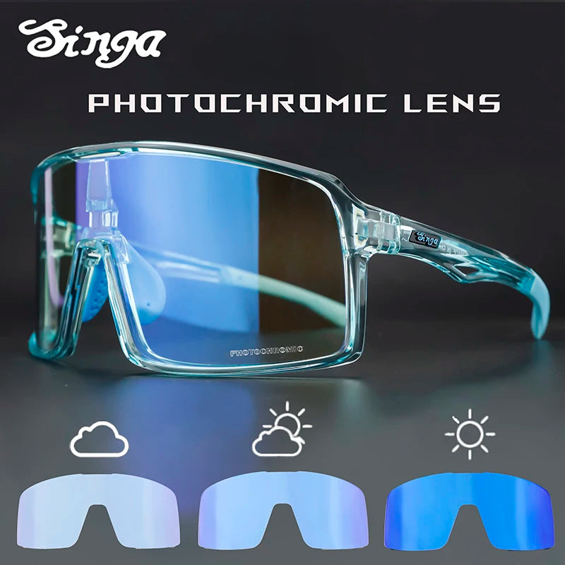 Singa Photochromic Cycling Sunglasses SG9025 – UV400, CE Certified, Road & MTB Bike Eyewear for Men & Women