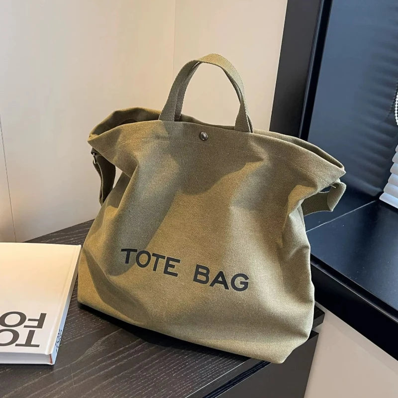 Damen Canvas Tote Bag – Retro-Style, Großes Fassungsvermögen