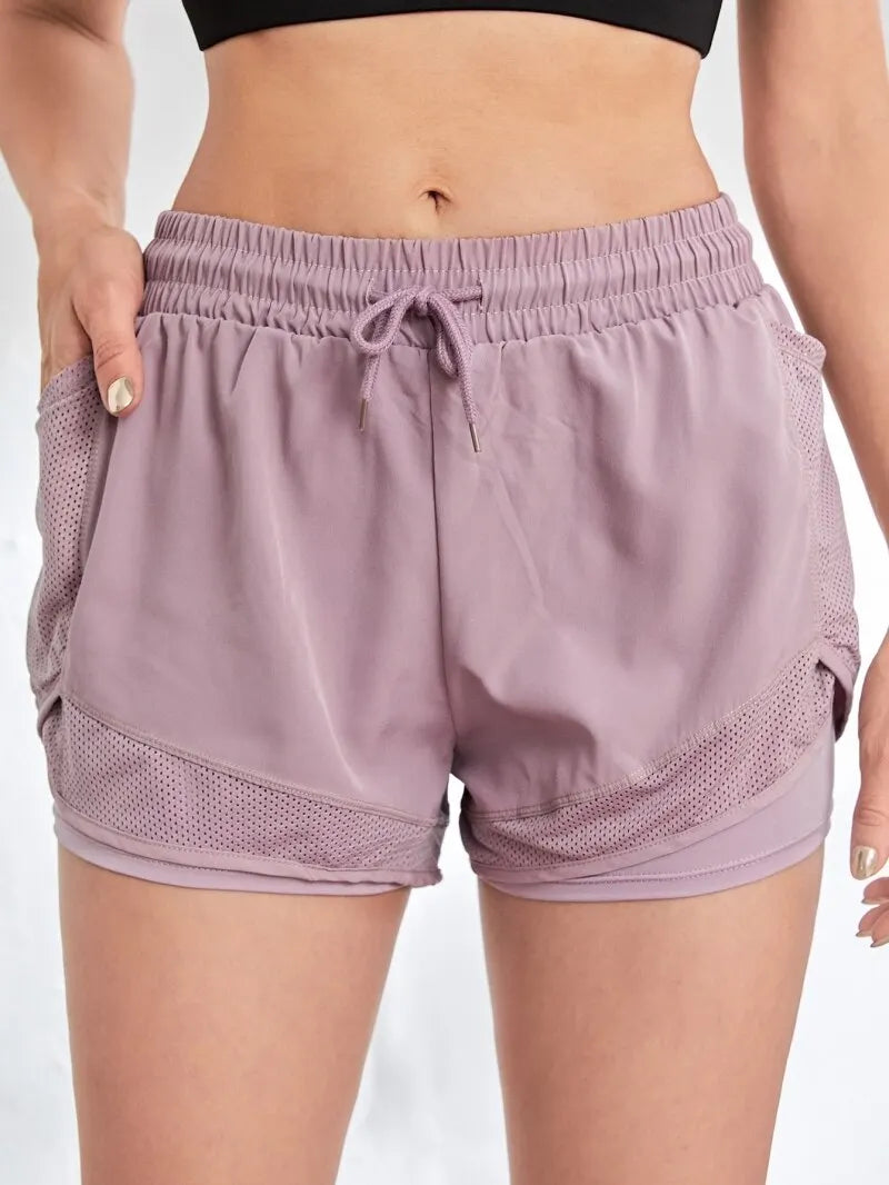 Damen Sport-Shorts mit Taschen | Elastisch, Yoga & Laufen – 2-in-1 Leggings-Look