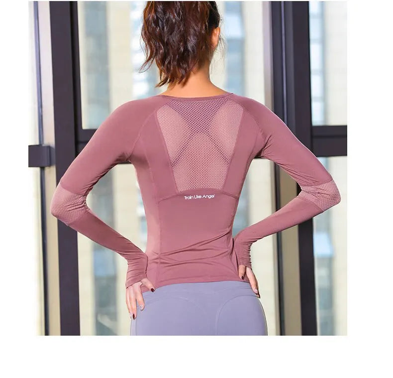 Nahtloses Langarm Sportshirt Damen – atmungsaktiv, für Yoga & Fitness