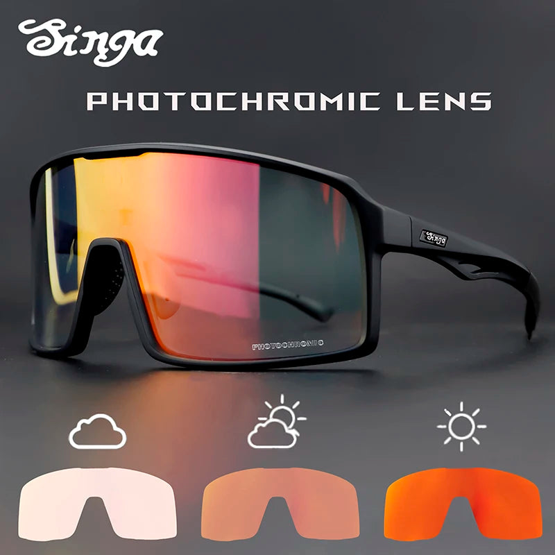 Singa Photochromic Cycling Sunglasses SG9025 – UV400, CE Certified, Road & MTB Bike Eyewear for Men & Women