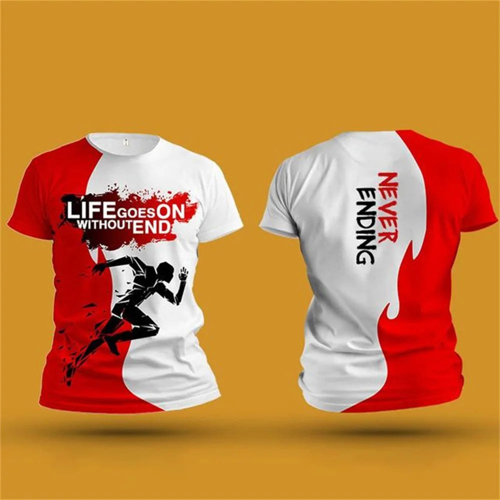 Herren 3D-Print Lauf-T-Shirt – Atmungsaktives Schnelltrocknend Gym Top