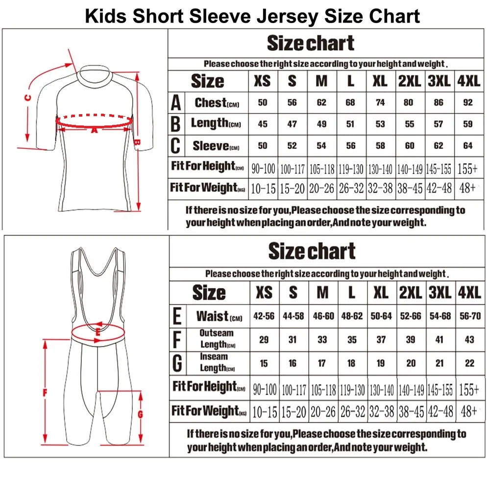 Kinder Radtrikot-Set UAE Team 2026 – Tadej Pogačar Design, Kurzarm, Gel-Polster, Größen XS–4XL