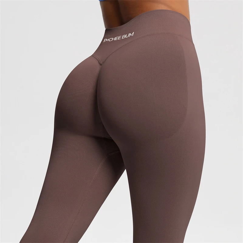 Damen Nahtlose Scrunch Butt Leggings – Low Ribbed Band, Bum Shaping, Yoga & Gym