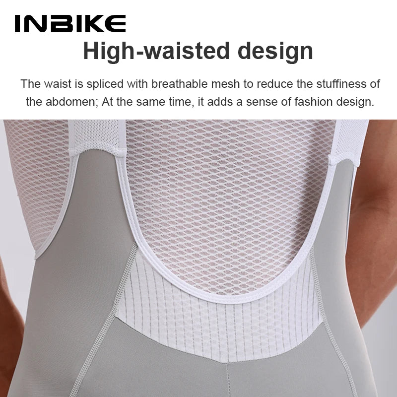 INBIKE 2025 Herren Fahrrad-Trägerhose – High-Waist, atmungsaktiv, mit Seitentaschen