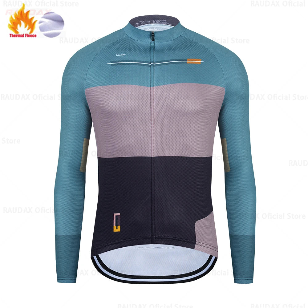 Raudax 2026 Herren Winter-Radtrikot – Thermal Fleece, 12 Farben, MTB & Road