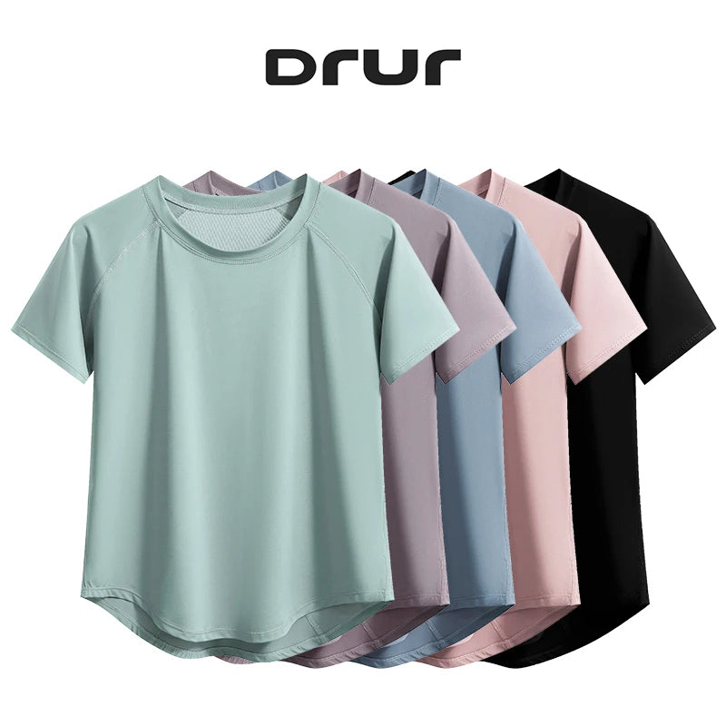 DRUR Damen Sport-Shirt – Kurzarm, Rundhals, schnelltrocknend | Yoga, Gym & Running