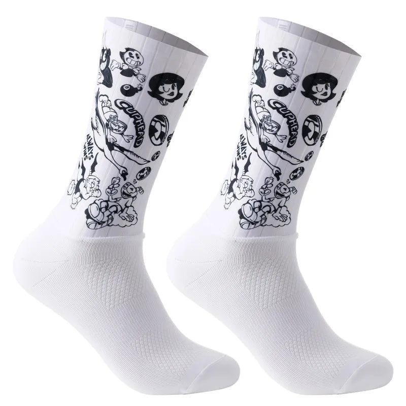 Anti-Rutsch Silikon Aero Radsocken – Whiteline