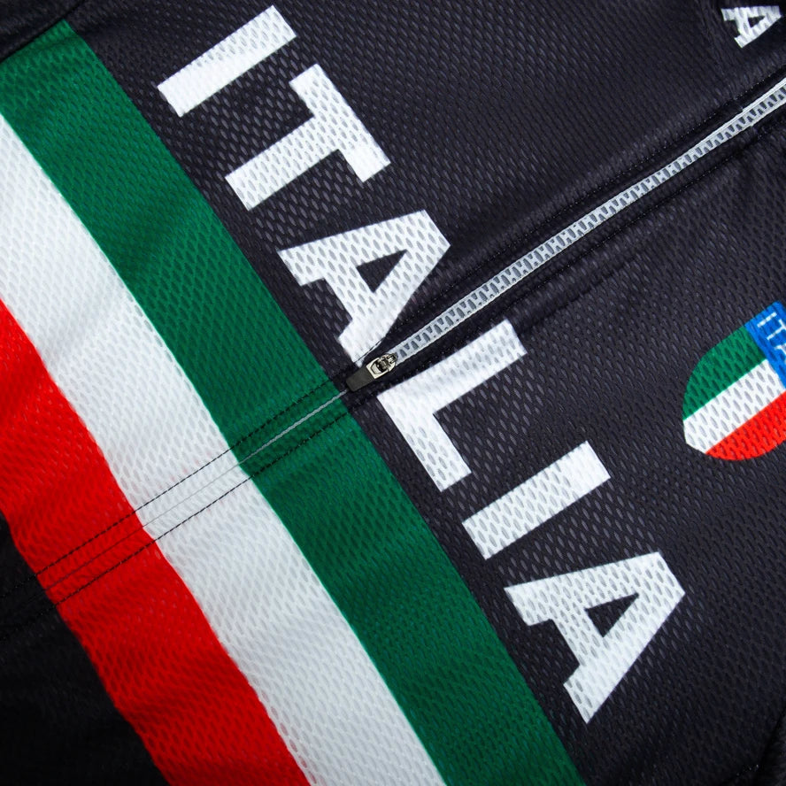ITALIA Team Radtrikot Set 2025 – Schwarz | Kurzarm Trikot & Shorts mit Gel-Pad | Herren & Damen | Schnelltrocknend