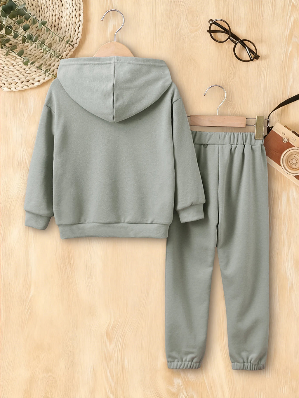 Kinder Hoodie-Set 2-teilig | Pullover + Hose, Unisex, Einfarbig, Casual Sport, 4–7 Jahre