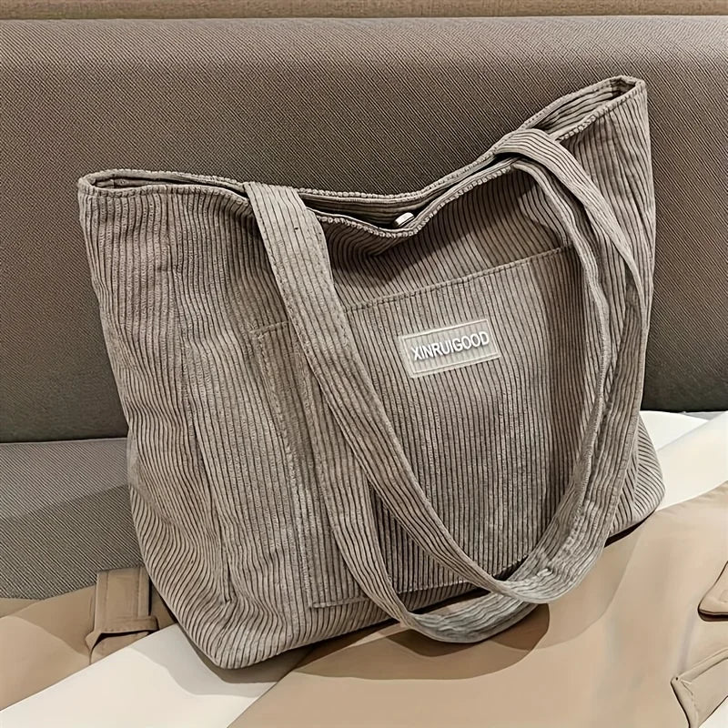 Damen Cord Tote Bag – Großes Fassungsvermögen, Casual Fashion Handtasche