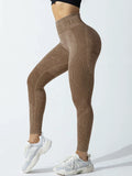 Damen Nahtlose Yoga Leggings – High Waist, Hip Lifting, Sand-Washed