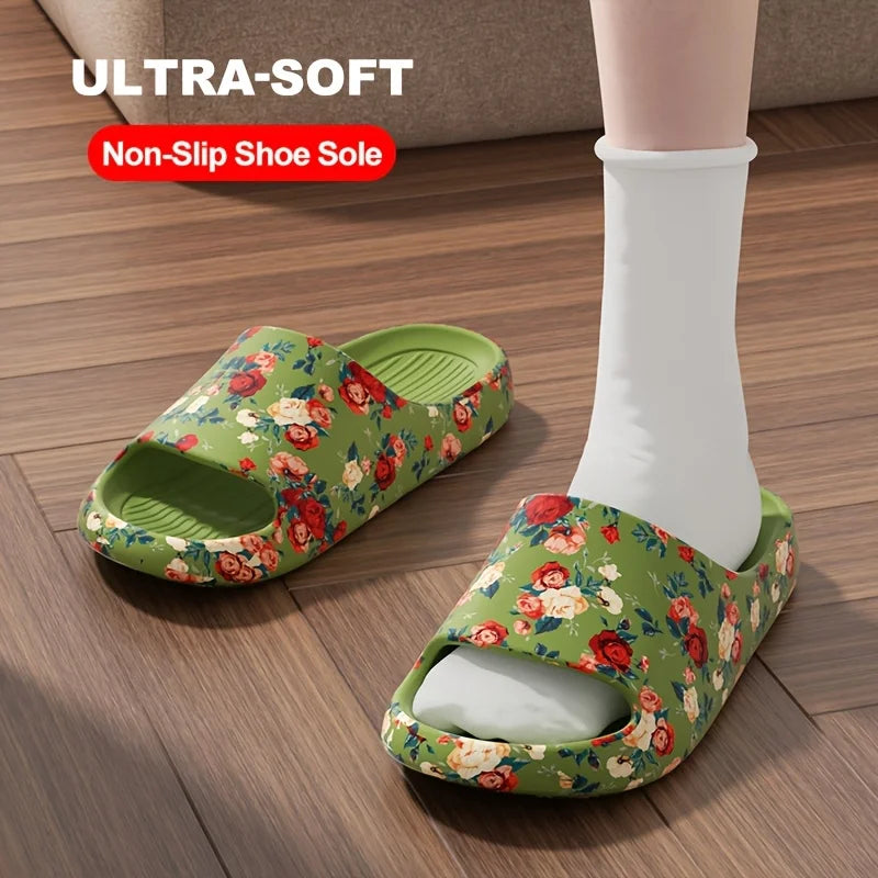Damen & Herren Blumen-Slides – Weiche Sohle, Rutschfest & Bequem | Strand, Sommer & Alltag