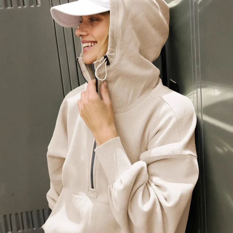 Damen Y2K Zip-Hoodie | Langarm, Loose Fit, Herbst/Winter