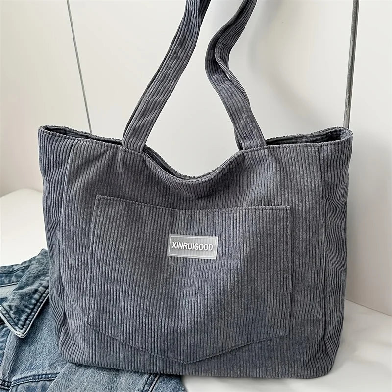 Damen Cord Tote Bag – Großes Fassungsvermögen, Casual Fashion Handtasche