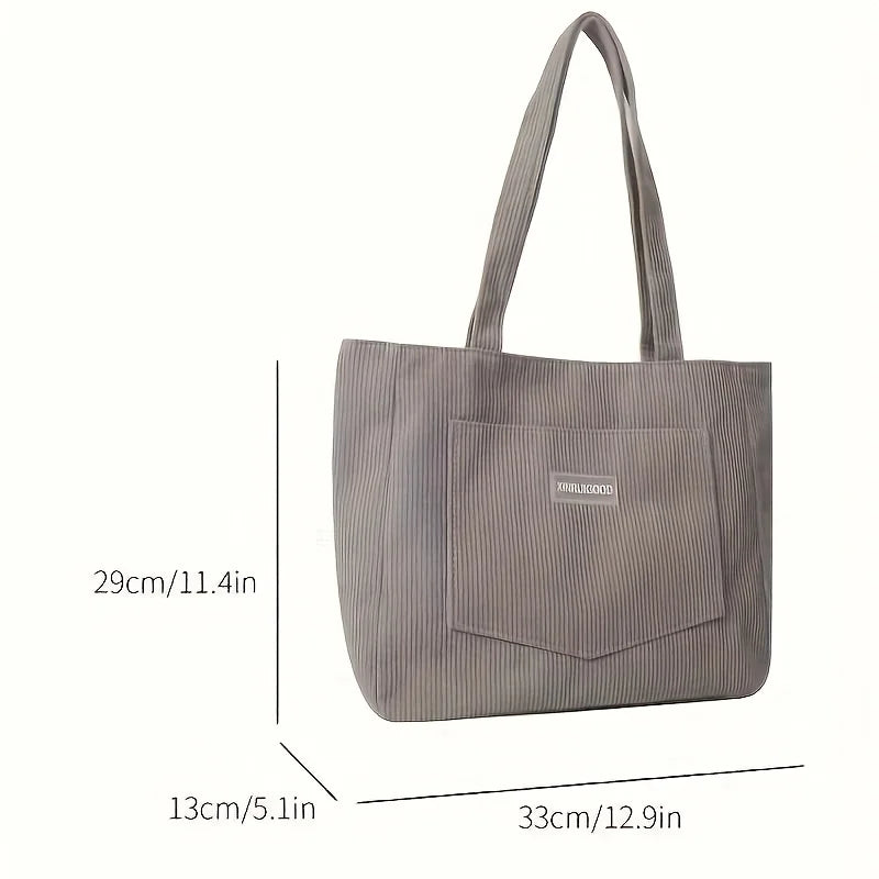 Damen Cord Tote Bag – Großes Fassungsvermögen, Casual Fashion Handtasche