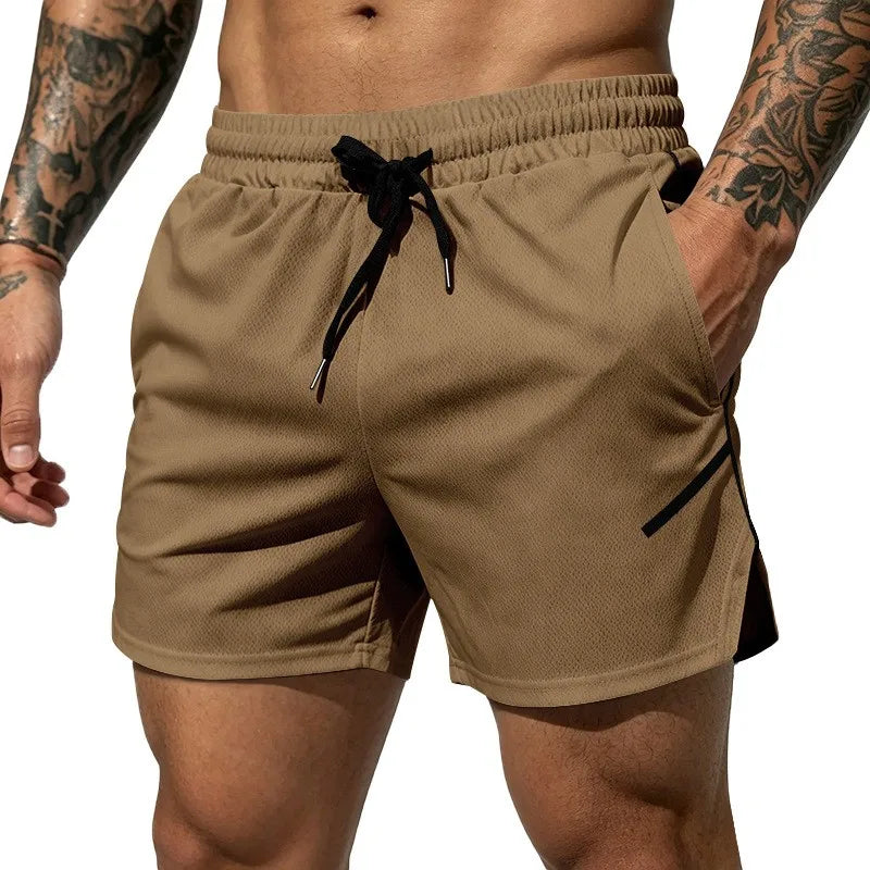 Herren Sportshorts mit Kordelzug – Atmungsaktives Mesh, Quick-Dry, Gestreift, Casual & Sport, S–XXL (8 Farben)