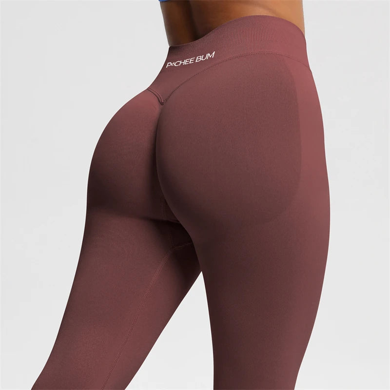 Damen Nahtlose Scrunch Butt Leggings – Low Ribbed Band, Bum Shaping, Yoga & Gym