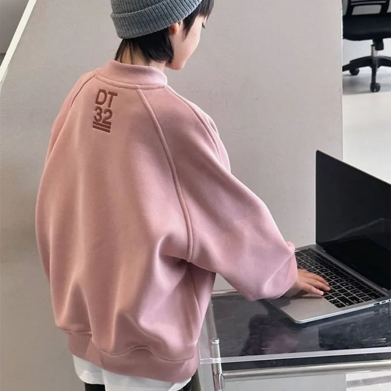 Jungen Fleece-Sweatshirt | Rundhals, Korean Style, Winter, 100–160 cm