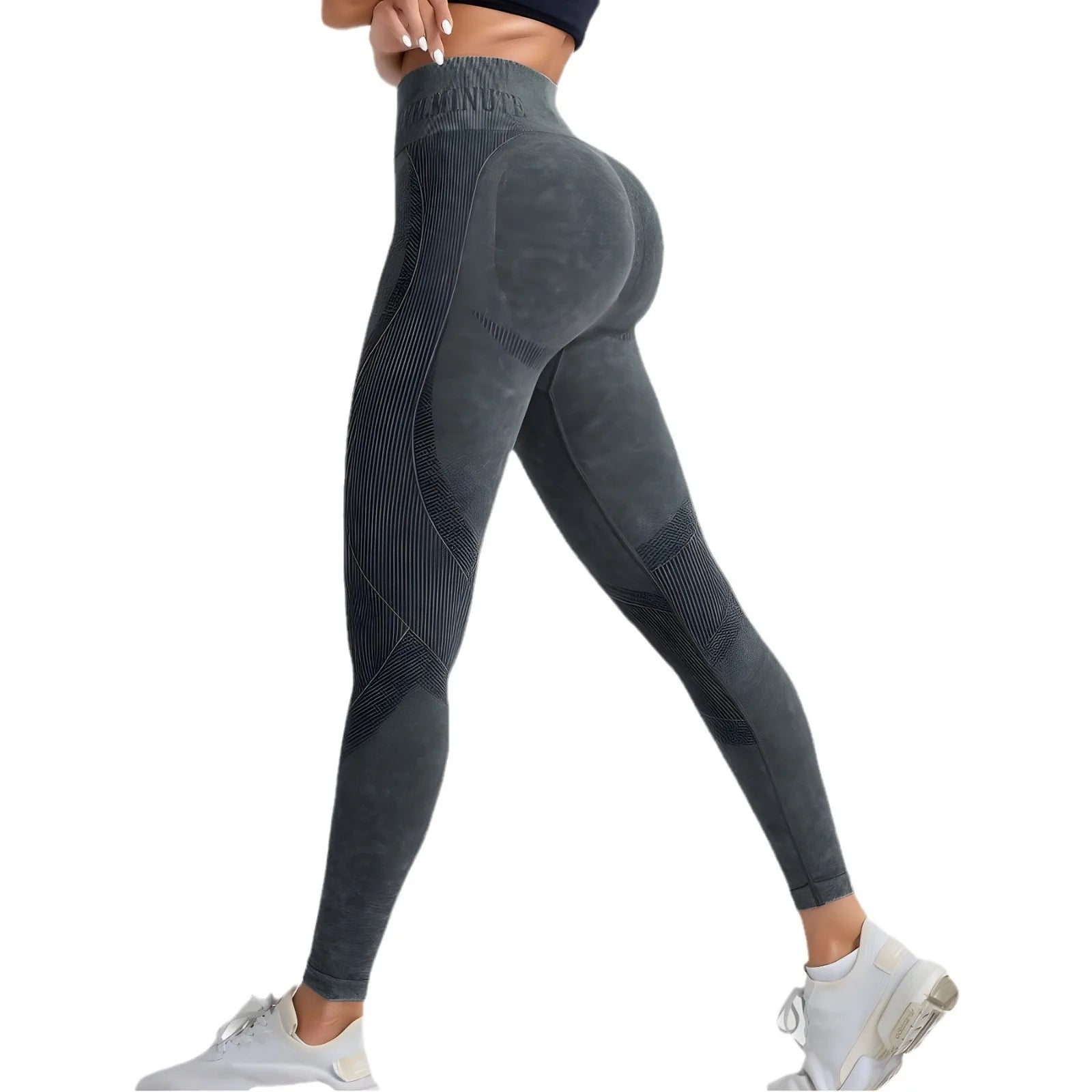 Damen Nahtlose Yoga Leggings – High Waist, Hip Lifting, Sand-Washed