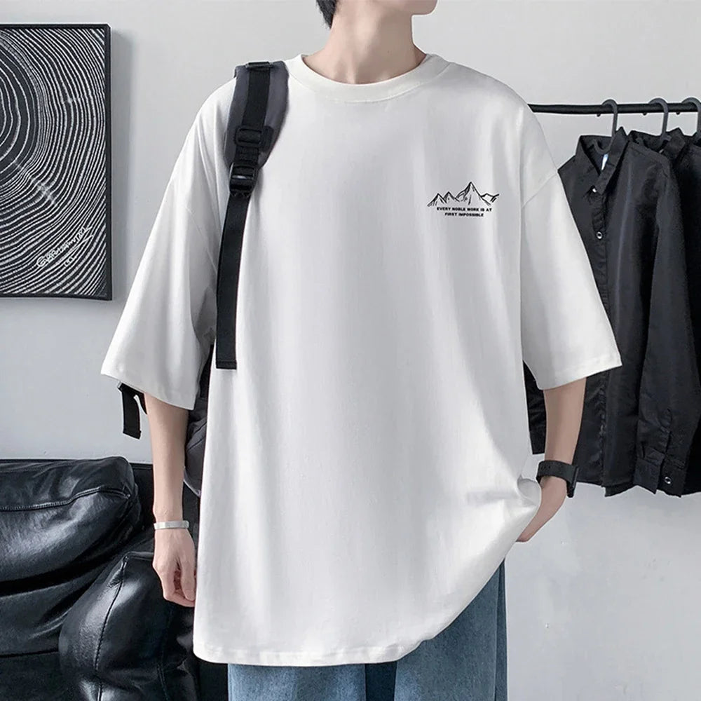 Herren Oversized T-Shirt – 100% Baumwolle, Vorder- & Rückendruck | Casual Sommer Tee