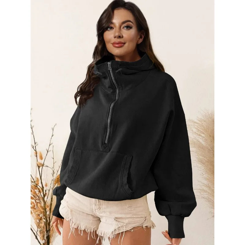 Damen Y2K Zip-Hoodie | Langarm, Loose Fit, Herbst/Winter