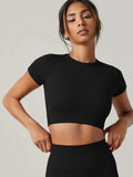 Nahtloses Kurzarm Yoga Top Damen – schnelltrocknend, atmungsaktiv