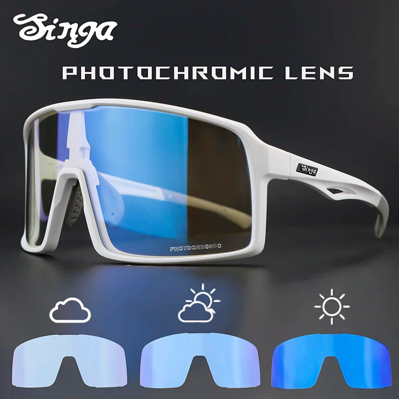 Singa Photochromic Cycling Sunglasses SG9025 – UV400, CE Certified, Road & MTB Bike Eyewear for Men & Women