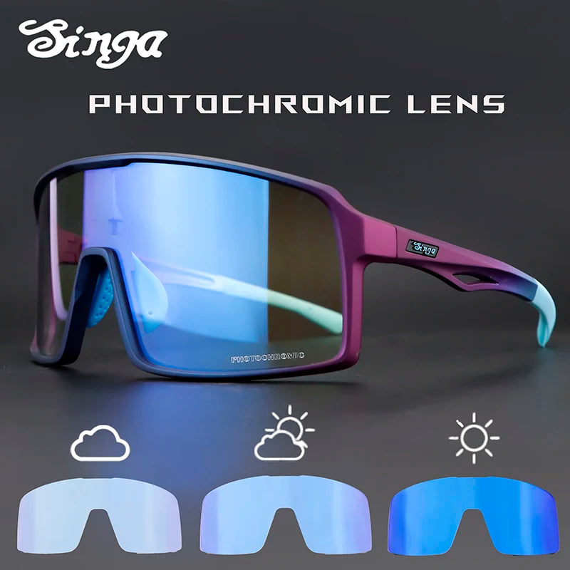 Singa Photochromic Cycling Sunglasses SG9025 – UV400, CE Certified, Road & MTB Bike Eyewear for Men & Women